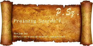 Preiszig Szeráf névjegykártya